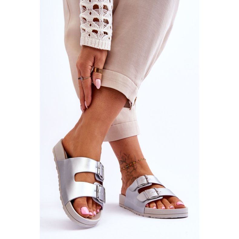 Dámské skluzavky na platformě Silver Vertigo stříbrný 2