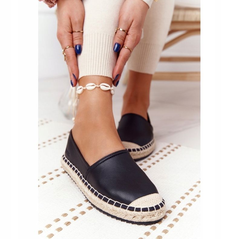 Kožené espadrilky na pletené podrážce Big Star HH274505 černé černý 1