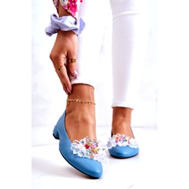 Alberto Violli Dámské kožené baleríny s modrou dekorací modrý 1