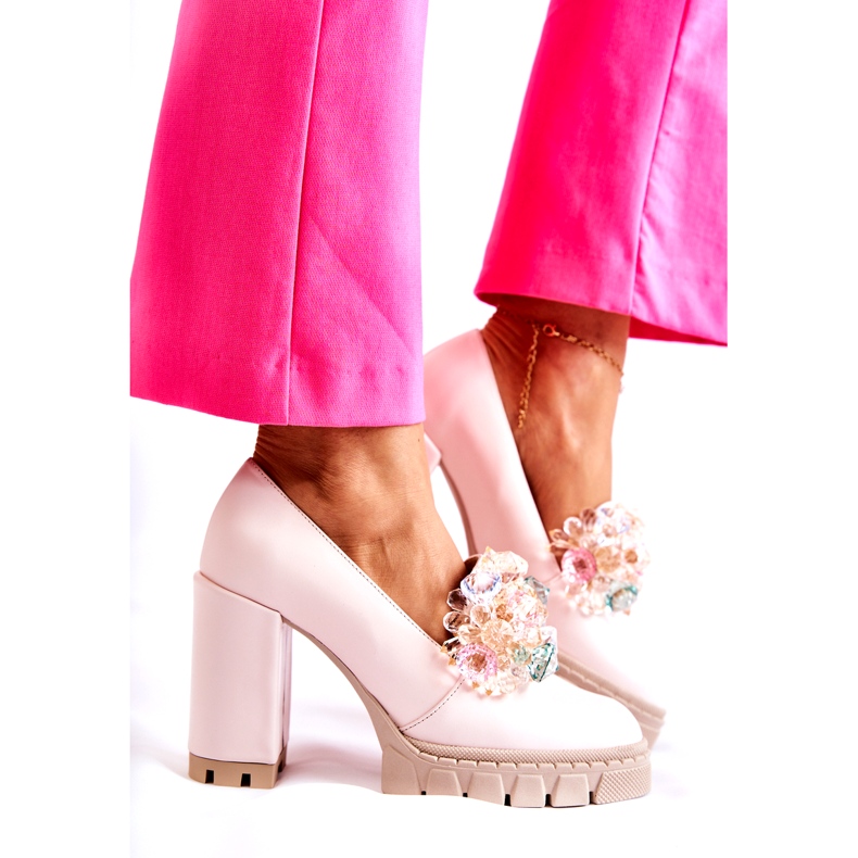 PA2 Elegantní Lodičky S Ornamentem Obyčejný Světle Růžový Caterine 2