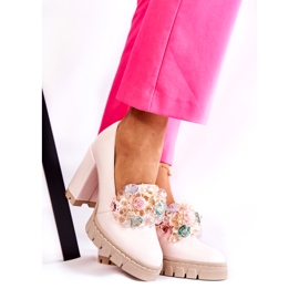 PA2 Elegantní Lodičky S Ornamentem Obyčejný Světle Růžový Caterine 3