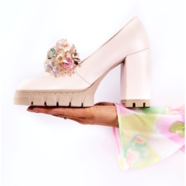 PA2 Elegantní Lodičky S Ornamentem Obyčejný Světle Růžový Caterine 4