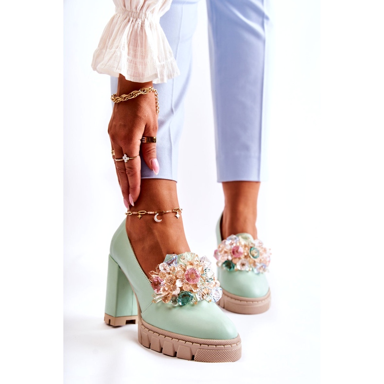 Inna Dámská čerpadla s hladkou zelenou ozdobou zelená 1