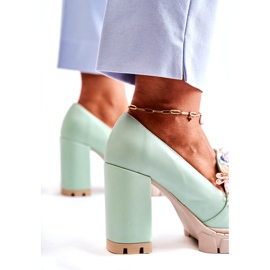 Inna Dámská čerpadla s hladkou zelenou ozdobou zelená 3