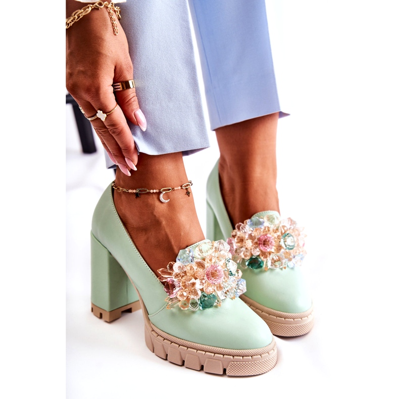 Inna Dámská čerpadla s hladkou zelenou ozdobou zelená 4