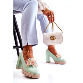 Inna Dámská čerpadla s hladkou zelenou ozdobou zelená 5