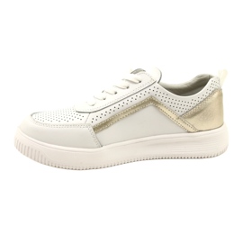 Bílé a zlaté šněrovací kožené tenisky Evento 23PB08-5389 bílý 2 Bílé a zlaté šněrovací kožené tenisky Evento 23PB08-5389 bílý 2