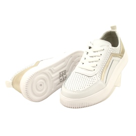 Bílé a zlaté šněrovací kožené tenisky Evento 23PB08-5389 bílý 5 Bílé a zlaté šněrovací kožené tenisky Evento 23PB08-5389 bílý 5