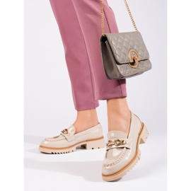 Patentované béžové kalhoty se zlatým zdobením Shelovet béžový 2