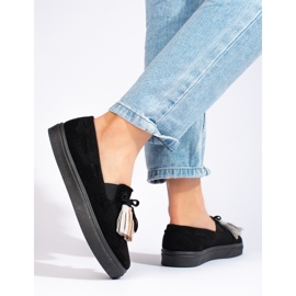Shelovet černé semišové třásně slip-on slip-on černý 2
