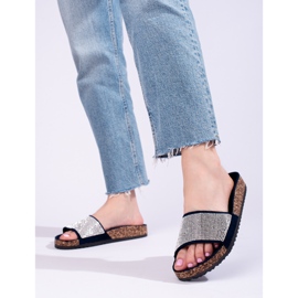 Námořnické modré korkové žabky Shelovet se zirkony modrý 1