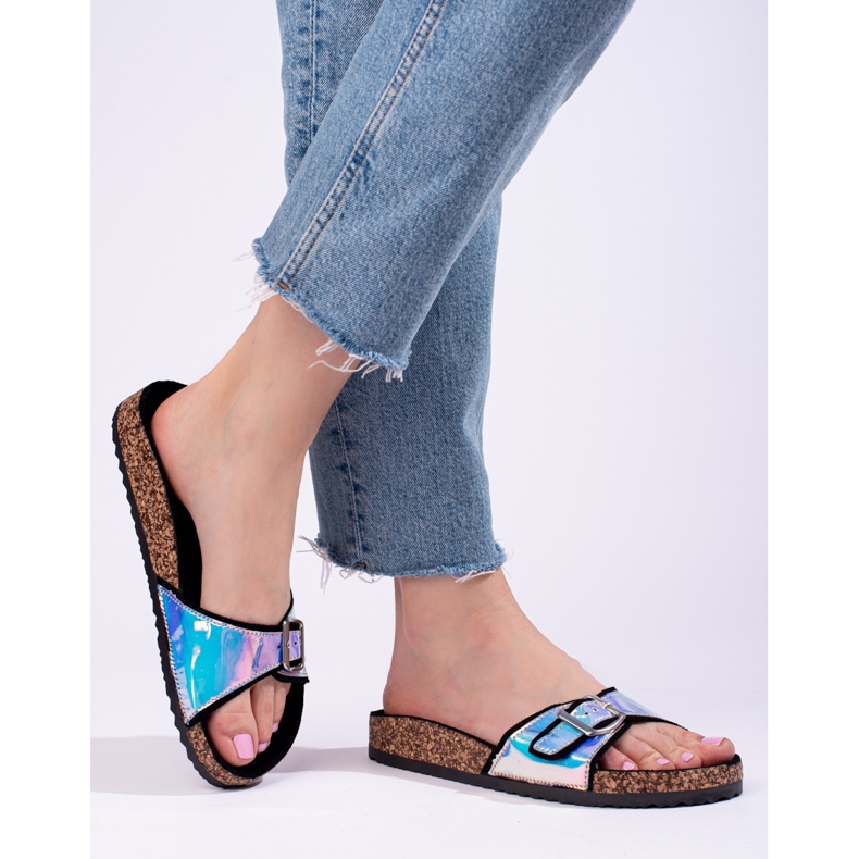 Černé holografické korkové posuvníky Shelovet černá 1