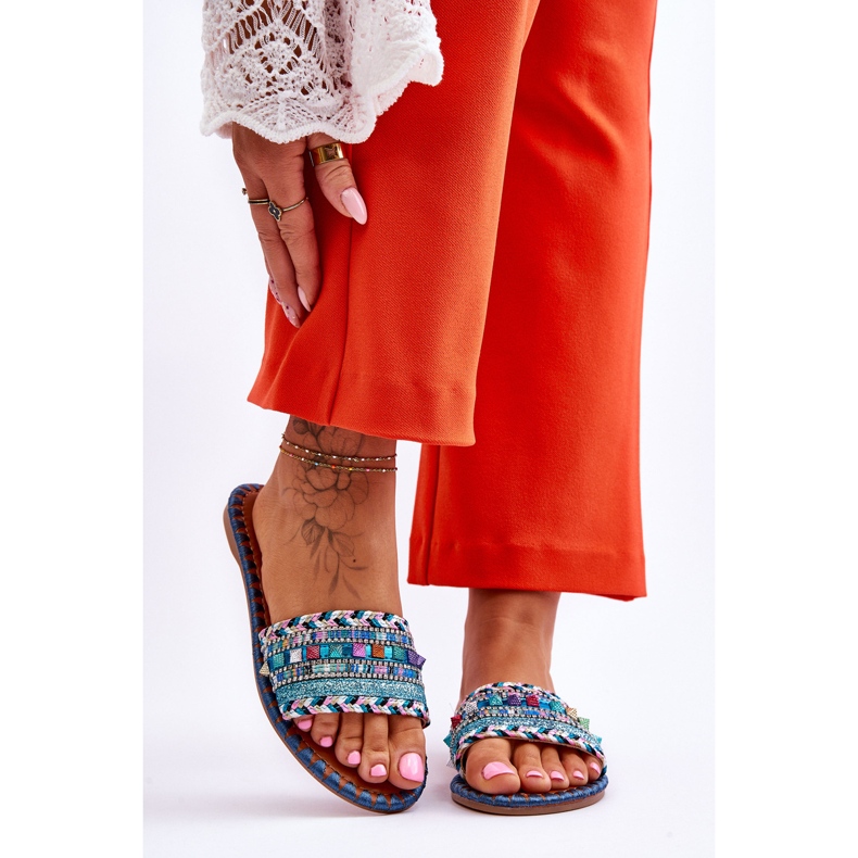 Dámské zdobené pantofle Bellisa Blue modrý 1