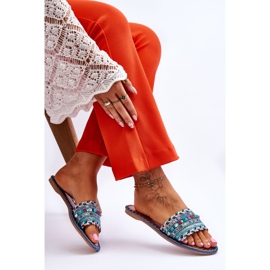 Dámské zdobené pantofle Bellisa Blue modrý 2