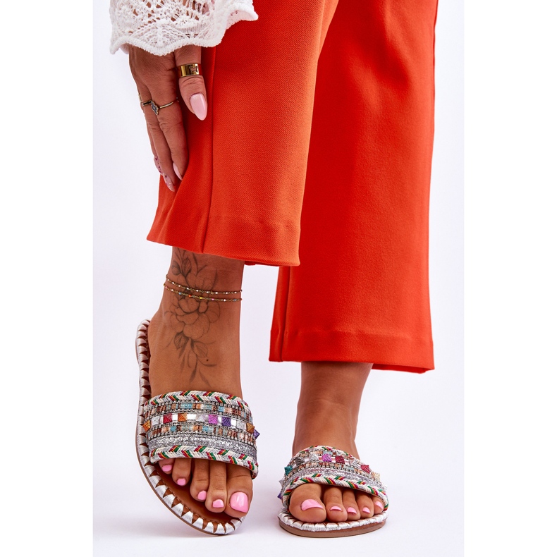 Dámské zdobené sandály White Bellisa stříbrný 1