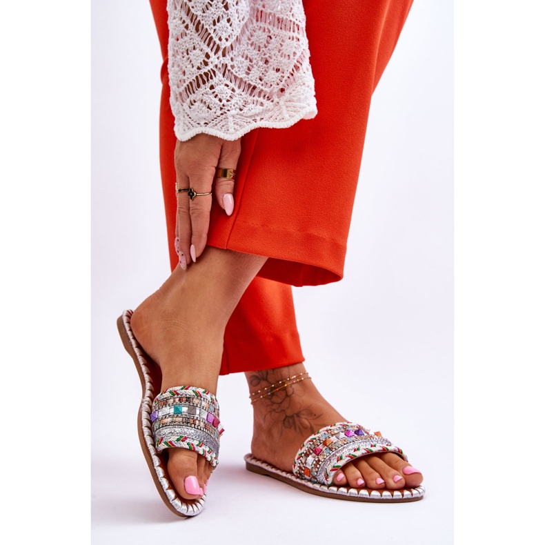 Dámské zdobené sandály White Bellisa stříbrný 2