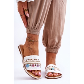 Dámské pletené zdobené pantofle bílé Millano bílý 1