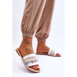 Dámské pletené zdobené pantofle bílé Millano bílý 2