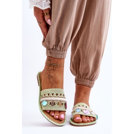 PS1 Dámské pletené zdobené pantofle zelené Millano zelená 1