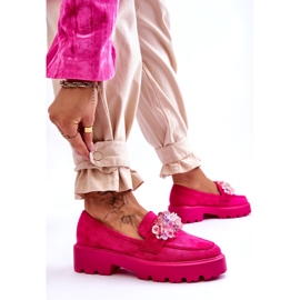 Bestelle Dámské zdobené mokasíny na platformě Fuchsia Brenda růžový 4