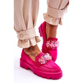Bestelle Dámské zdobené mokasíny na platformě Fuchsia Brenda růžový 2