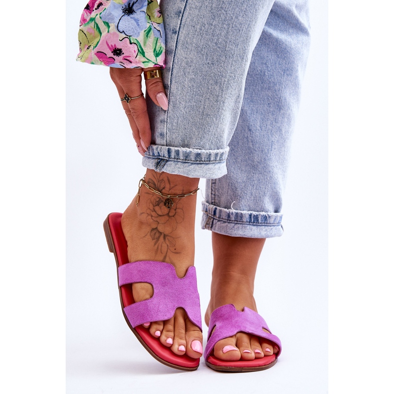 PS1 Dámské klasické semišové pantofle Purple Evana fialový 1