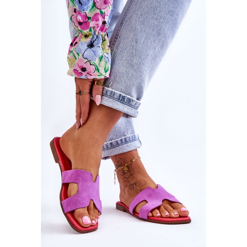 PS1 Dámské klasické semišové pantofle Purple Evana fialový 2