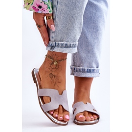 Dámské klasické semišové pantofle Šedá Evana 2