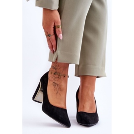 Klasické semišové lodičky na podpatku Black Elizabeth černá 1