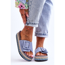 PS1 Dámské modré pantofle Joyce zdobené platformou modrý 1