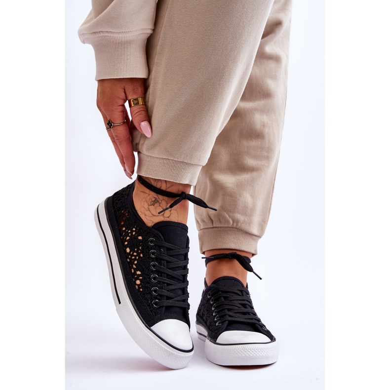 Dámské krajkové textilní tenisky černé Fergo černá 1