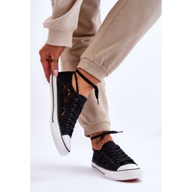 Dámské krajkové textilní tenisky černé Fergo černá 2