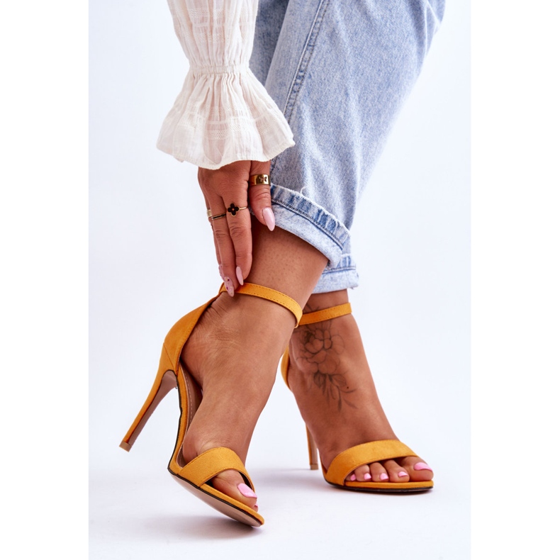 Semišové Sandály Na žlutém Liberty Vysokém Podpatku žlutá 2