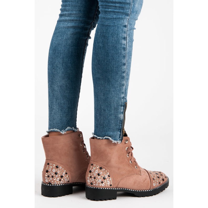 Ideal Shoes Semišoví dělníci růžový 2