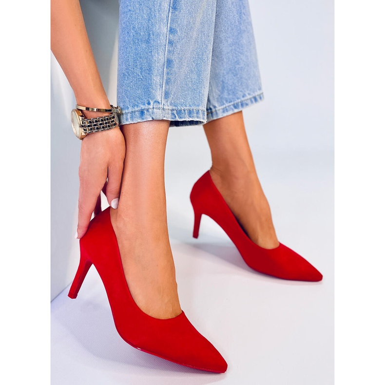 BM Dámské klasické vysoké podpatky Eurielle Red červené 2