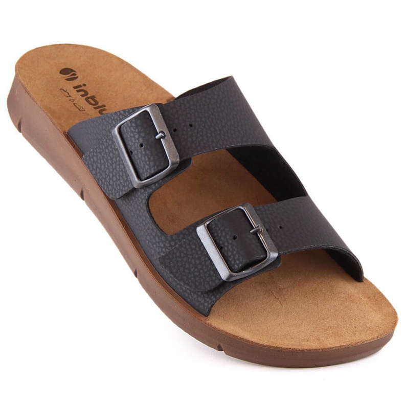 Pohodlné pánské pantofle s černými přezkami Inblu CM000028-014 černá 1