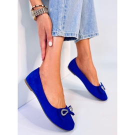 BM Semišové baleríny s mašlí Benoit Blue modrý 2 BM Semišové baleríny s mašlí Benoit Blue modrý 2