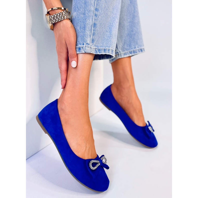BM Semišové baleríny s mašlí Benoit Blue modrý 2 BM Semišové baleríny s mašlí Benoit Blue modrý 2