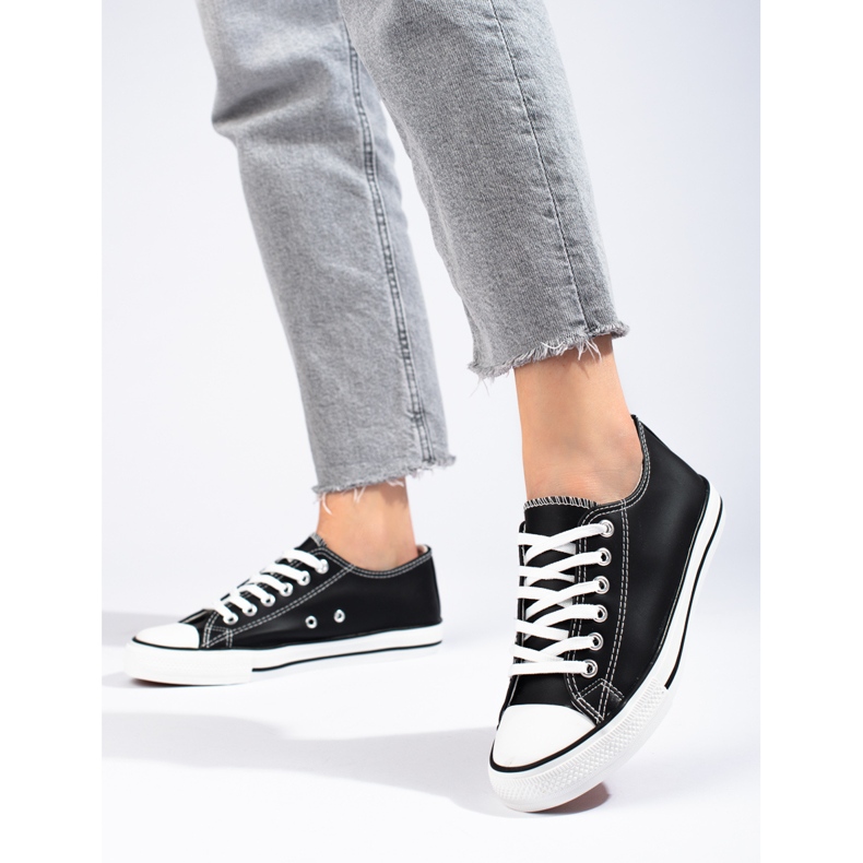 Klasické černé tenisky Shelovet z ekokůže černá 1