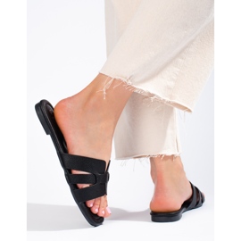 Dámské černé pantofle vyrobené z ekologické kůže Shelovet černá 2