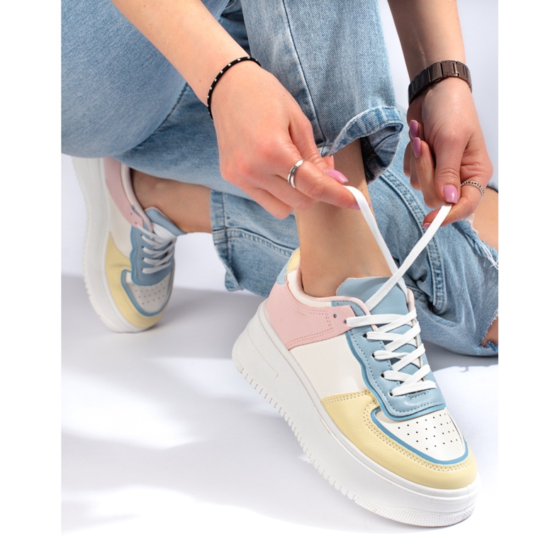 Pestrobarevné tenisky na silné platformě Shelovet růžový 1