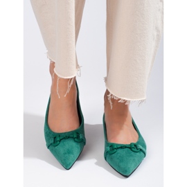 Dámské zelené semišové baleríny Shelovet zelená 1