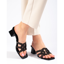 Dámské elegantní černé pantofle Shelovet na sloupku černá 1