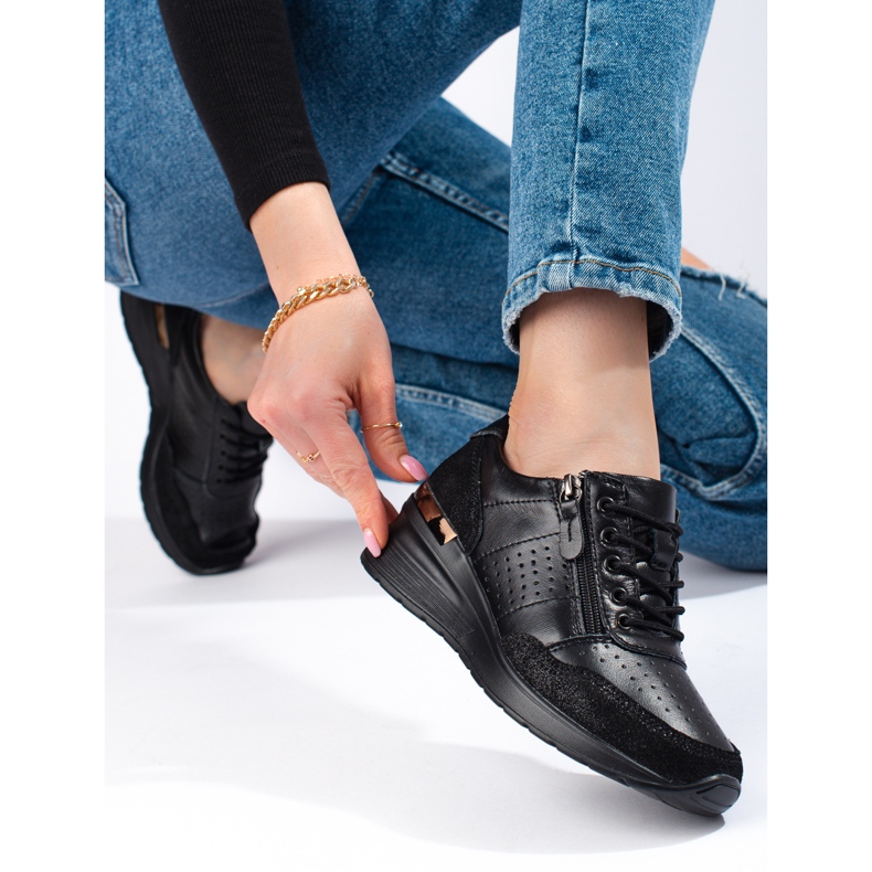 Černé tenisky na klínku Shelovet černá 1