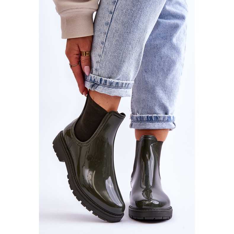 BM Dámské Slip On Galoše Chelsea Boots tmavě zelené Larone zelená 1