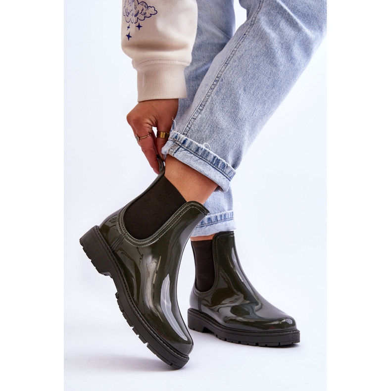 BM Dámské Slip On Galoše Chelsea Boots tmavě zelené Larone zelená 2