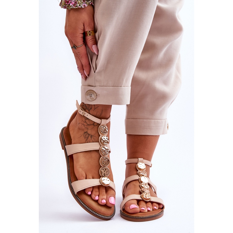 PG1 Dámské sandály s ozdobným páskem Béžová Rochelle béžový 1