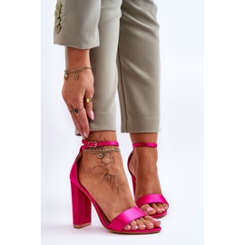 Saténové sandály na vysokém podpatku Fuchsia Linsy růžový 1