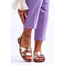 Zazoo Pohodlné zlaté kožené sandály Kayla zlatý 1