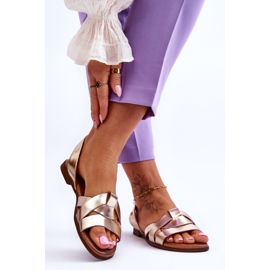 Zazoo Pohodlné zlaté kožené sandály Kayla zlatý 2